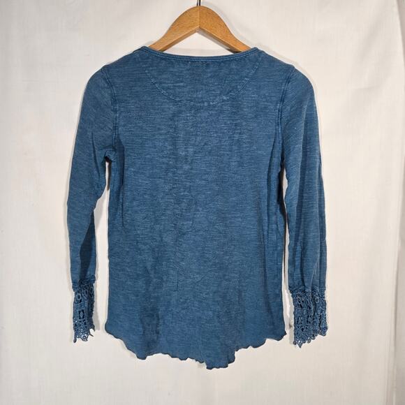 Sundance Cotton Crochet Embroidered Henley Lace Long Sleeve Boho Hippie Medium - Picture 6 of 6